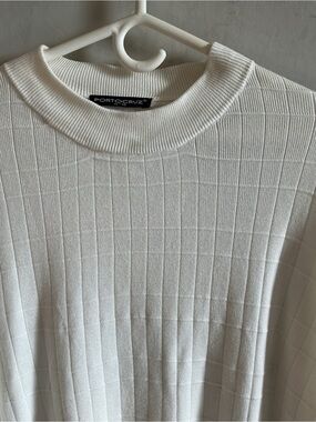 Women's White Ribbed Knit Sweater